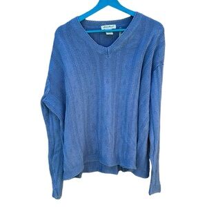 Eddie Bauer vintage women's knit v-neck XL faded blue sweater